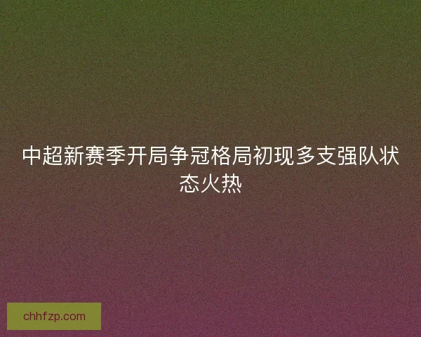 中超新赛季开局争冠格局初现多支强队状态火热